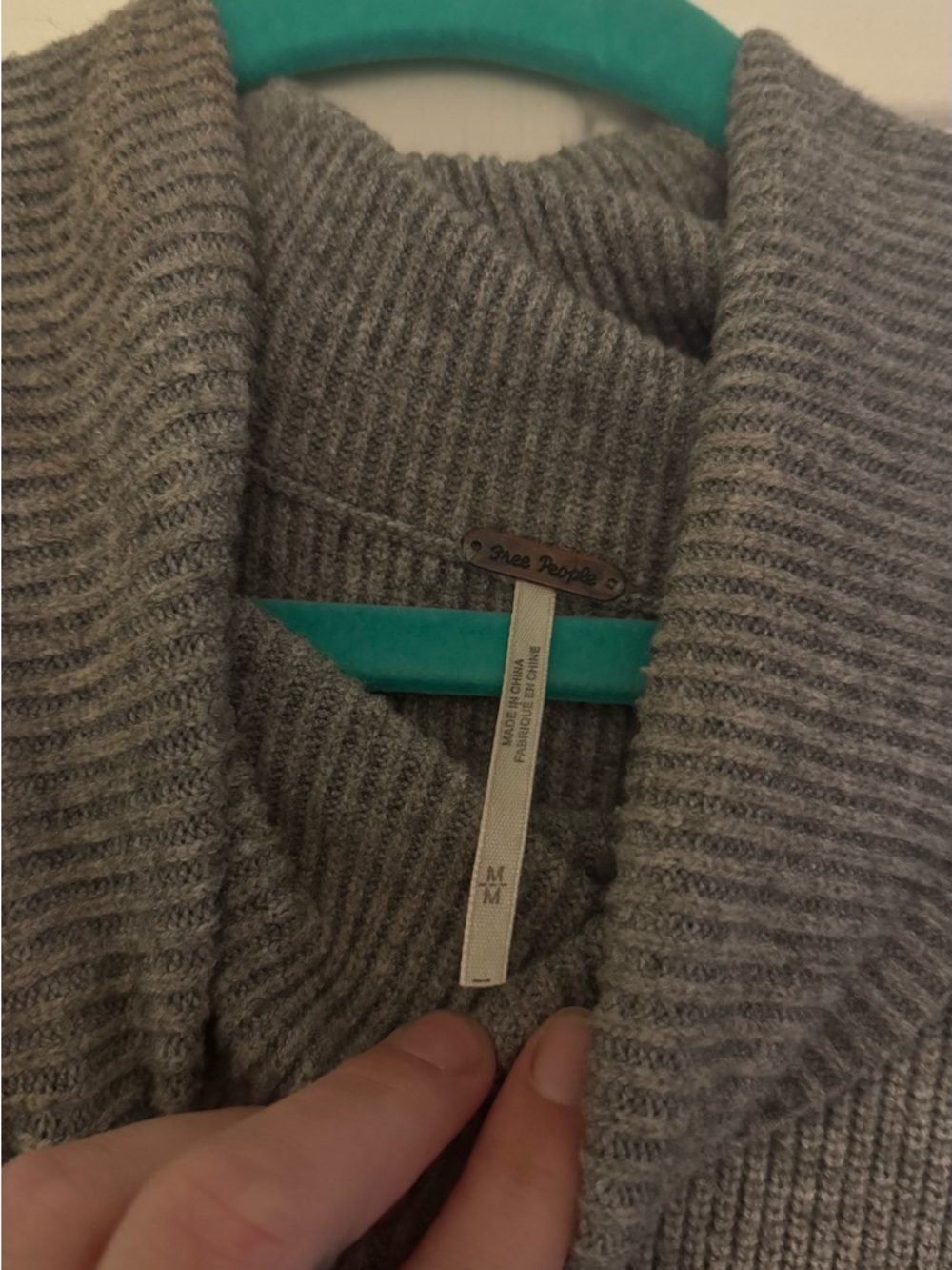 Free People Gray Ribbed Cowl Neck Sweater - Picture 3 of 6